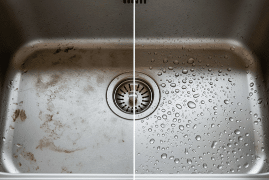 Remover e limpar manchas de ácido clorídrico de um lava-loiça inox ácido clorídrico lava-loiça inox