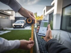 Colocar uma vedação: que tipo é adequado para o seu jardim? Um proprietário mede o seu terreno antes de instalar uma vedação de jardim